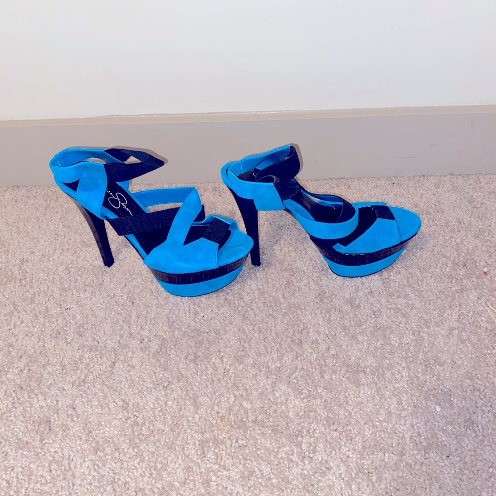 Jessica Simpson Teal platform stilettos